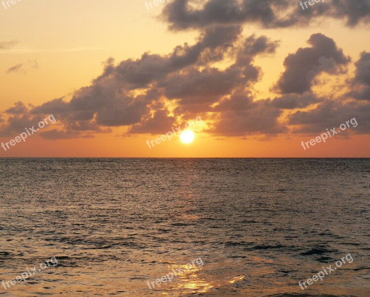 Sunset Golden Caribbean Vacation Holiday