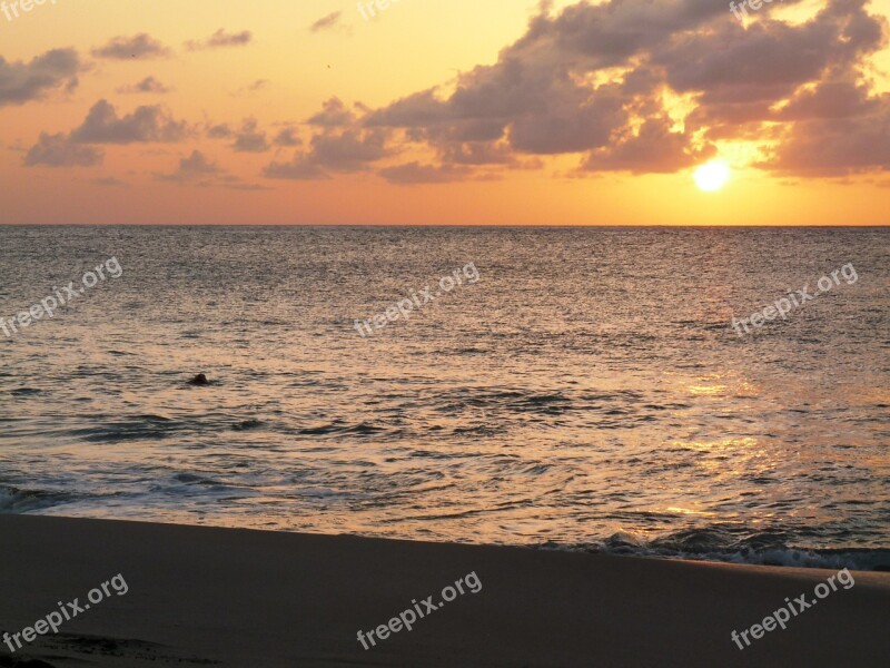 Sunset Golden Caribbean Vacation Holiday