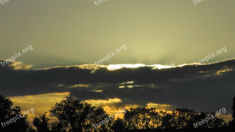 Sunset Evening Sky Clouds Twilight Nature