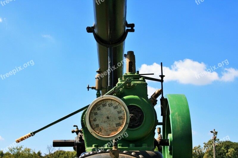 Steam Engine Black Green Smoke Stack