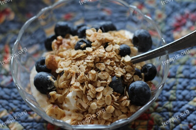 Breakfast Yogurt Healthy Blueberries Granola