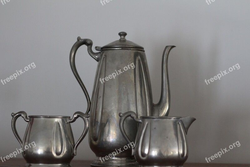 Teapot Pewter Teatime Old Fashion Free Photos