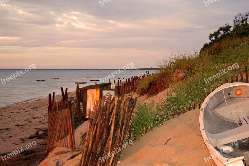 Dunes Sand Dunes Sunset Boat Sundown