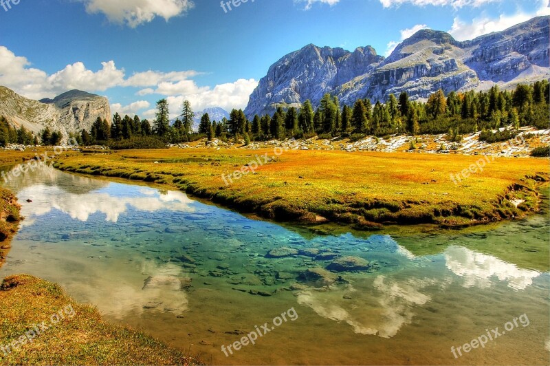 Fanes Dolomites Rock Landscape Mountains