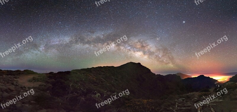 Milky Way Panorama Universe Night Sky Starry Sky