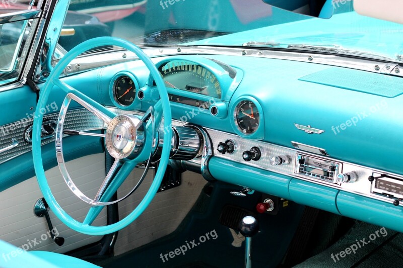 Ford Thunderbird Dashboard Light Blue Classic Car Free Photos