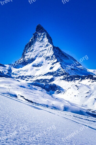 Switzerland Zermatt Matterhorn Mountain Snow