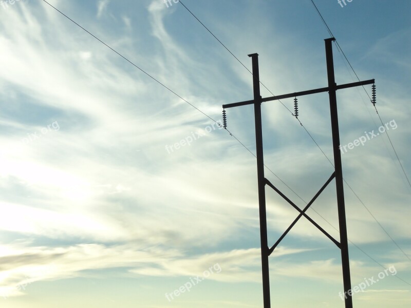 Sky Poll Lines Clouds Free Photos