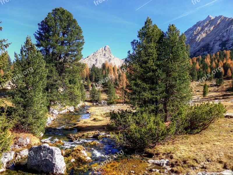 Fanes Dolomites Rock Landscape Mountains