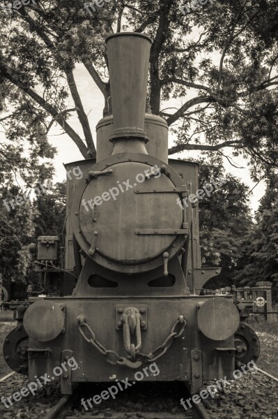 Train Museum Black White Locomotive