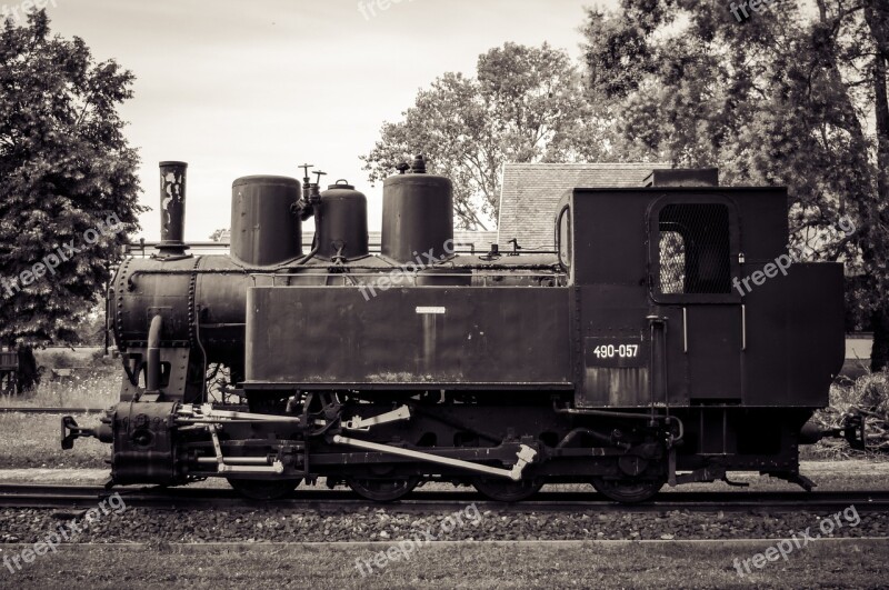 Train Museum Black White Locomotive