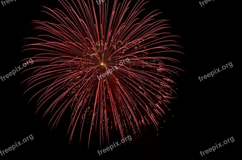 Red Night Sky Firework Explode