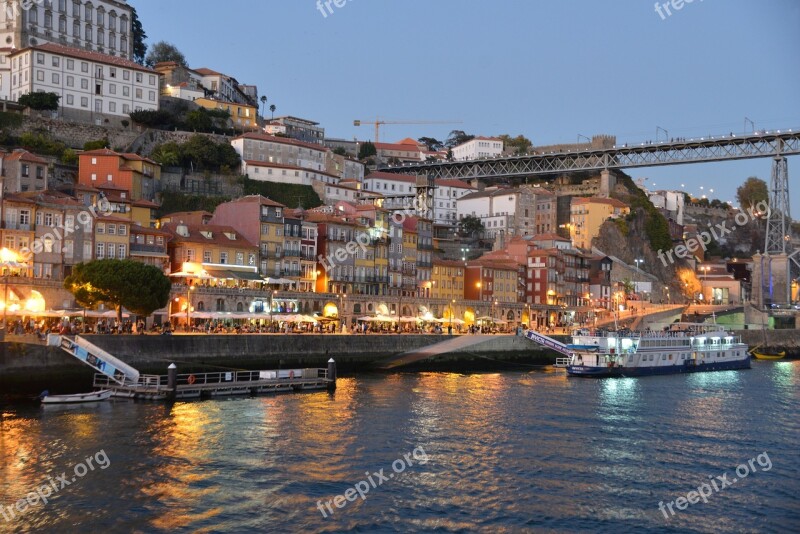 Portugal Porto Douro Night Historic Center