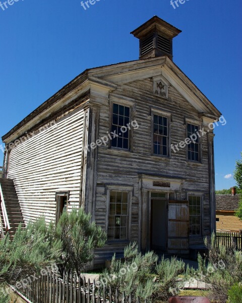 Schoolhouse And Masonic Lodge Montana Bannack Ghost Town Old West