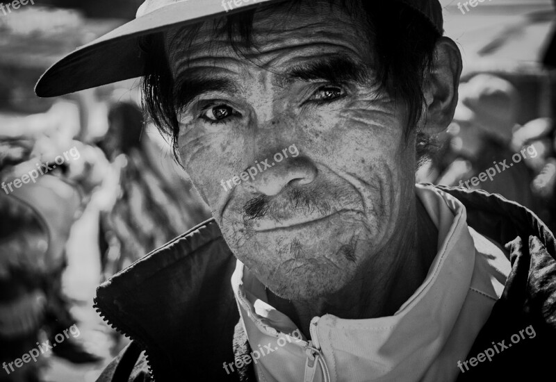 Old Age Look Portrait Black-and-white Portrait Peruvian