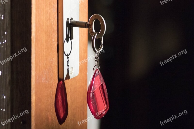 Key Keychain Red Sunlight Close Up