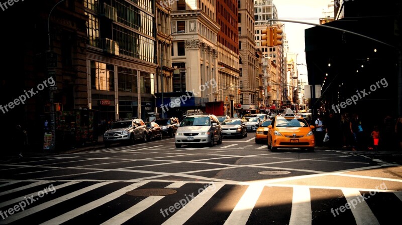 Road Newyork Building Taxi Nyc