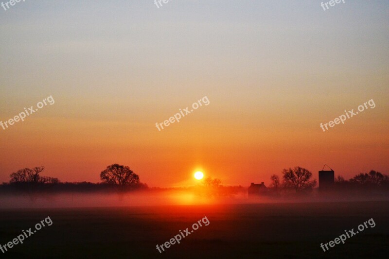 Sunrise Delaware Farm Sun Golden Hour