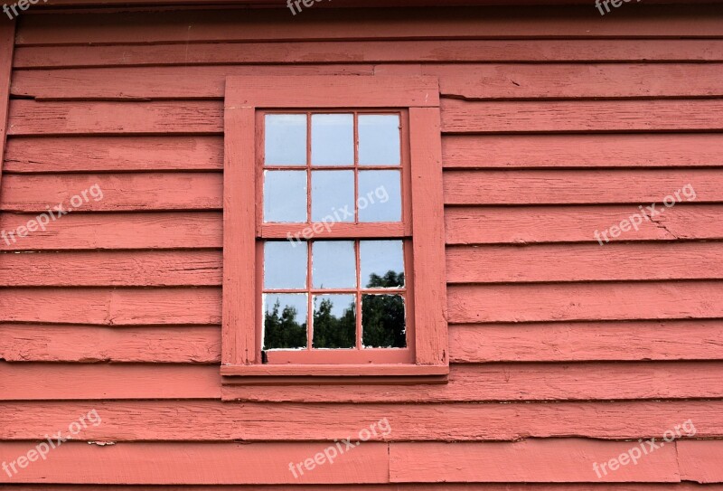 Exterior Wall Background Red Paint Window Building