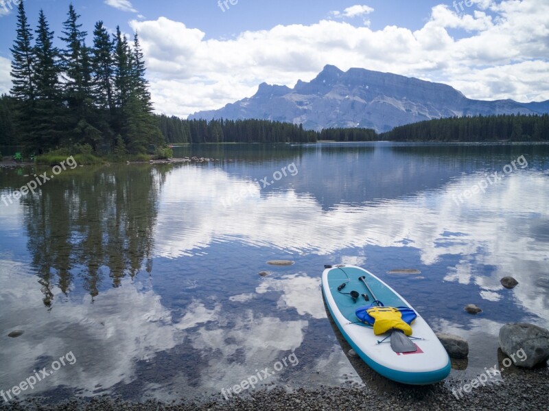 Banff Two Jack Lake Canada Alberta Mountain