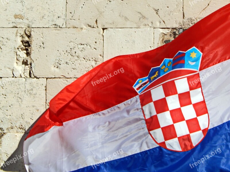 Croatian Flag Flag Hrvatska Zastava Hrvatski Grb Wind