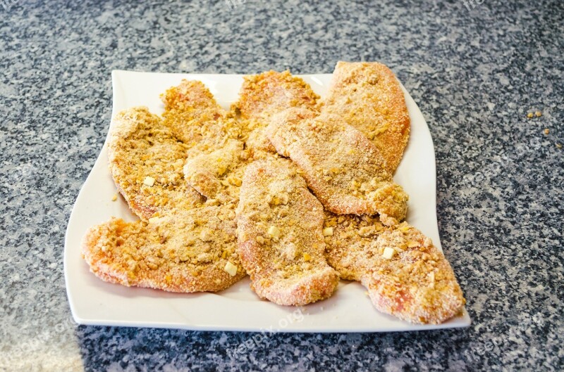 Schnitzel Breaded Raw Pork Eat