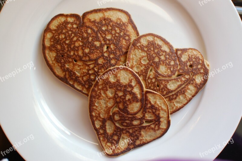 Heart Pancakes Breakfast Valentine Free Photos