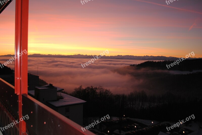 Alps Sunrise Sea Of Fog Outlook Mountains