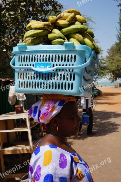 Fruit Banana Black Women Basket Head