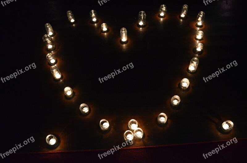 Candles Heart Night Free Photos