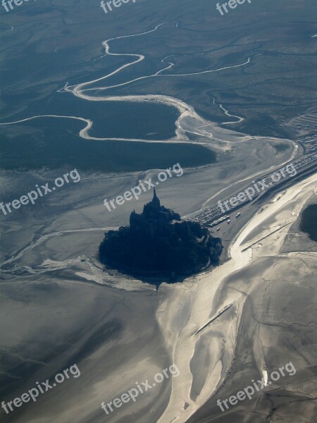 Mont-st-michel Normandy France Plane View Landscape