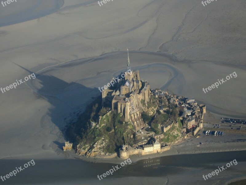 Mont-st-michel Normandy Twilight France Aerial View