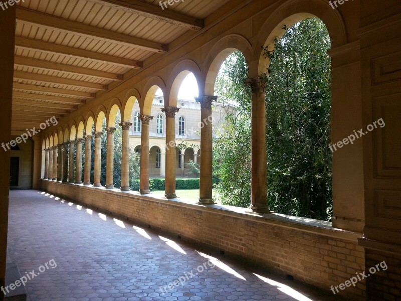 Arcade Cloister Architecture Columnar Stone Pillars