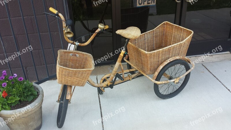 Tricycle Bike Basket Rustic Free Photos