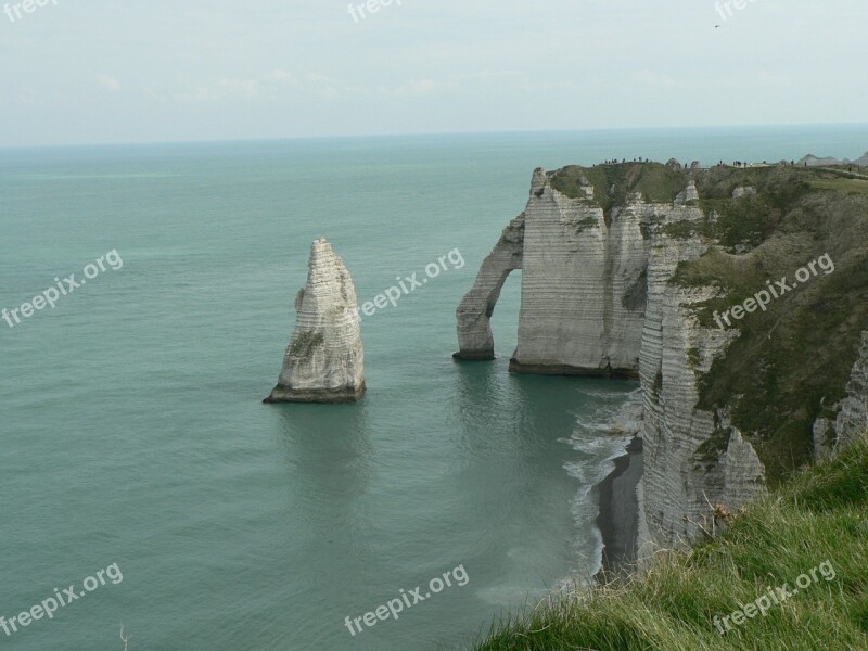 Cliffs Sea Etretat Normandy Landscape