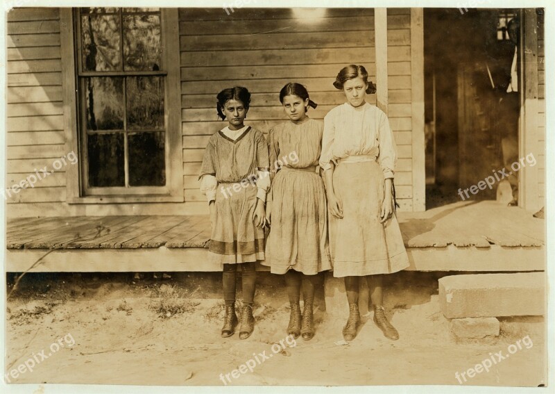 Sisters Girls Young Standing Historic