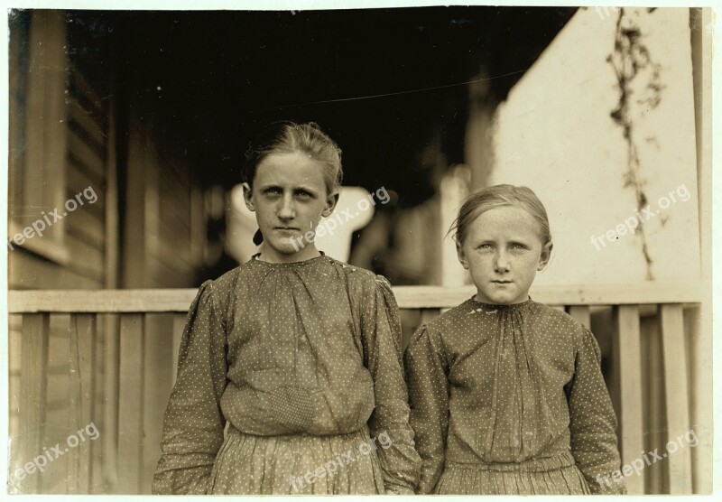 Sisters Girls Young Standing Historic