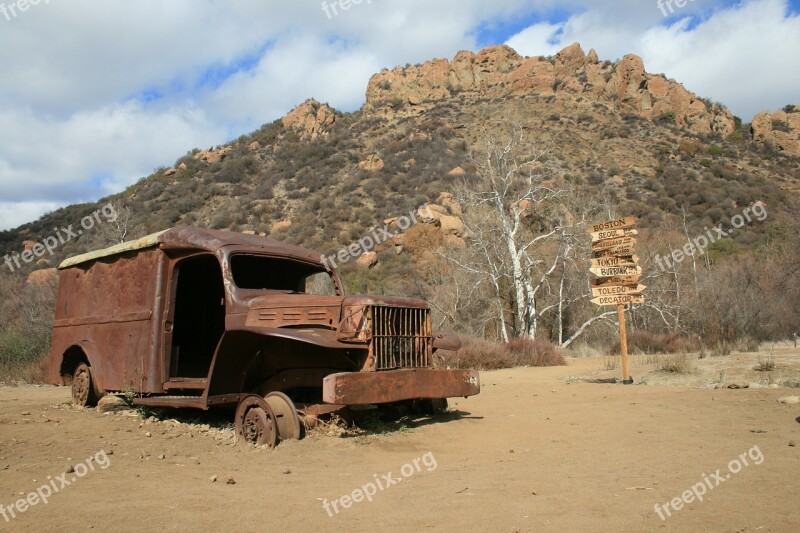 Truck Abandoned Rusted Old Truck Dirt