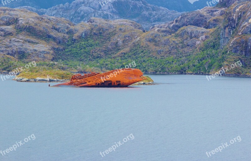 Chile Shipwreck Patagonia South America Ocean