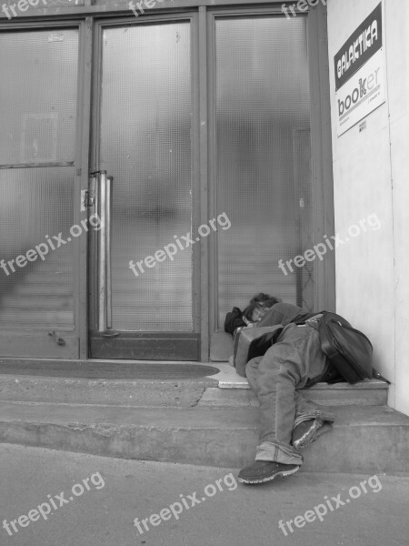 Homeless Fedélnélküli Man Sleep Street