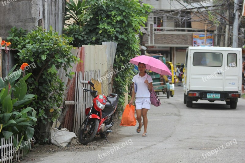 Girl Woman Umbrella Shopping Boracay