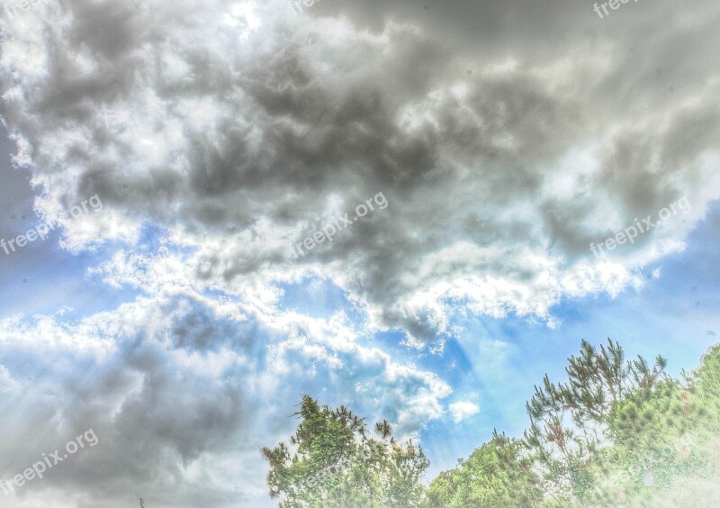 Clouds Sunbeams White Misty Sunrays