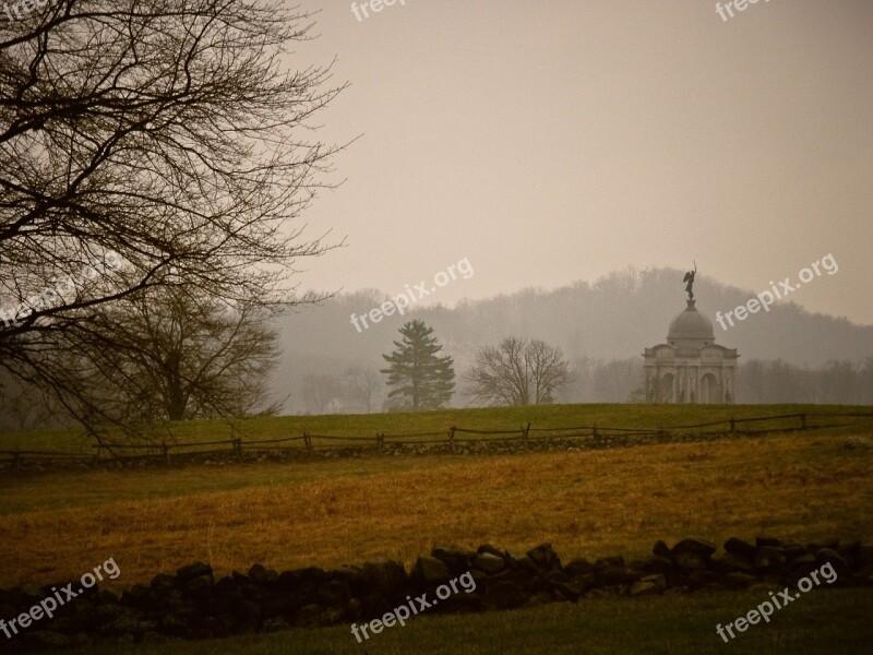 Gettysburg Pennsylvania Battlefield Landscape Sky