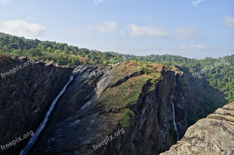 Jog Falls Western Ghats Waterfall Cliff Karnataka