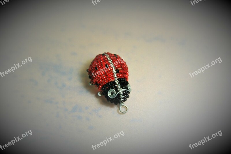 Key Fob Beads Ladybug Beetle Red