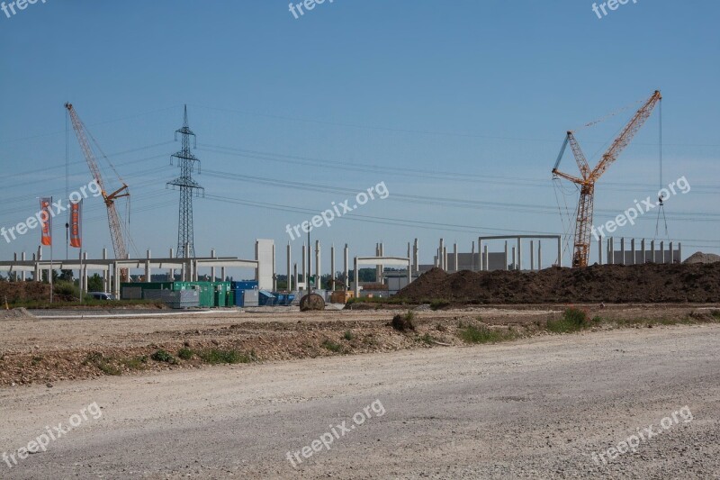 Site Industrial Area Development Cranes Baukran