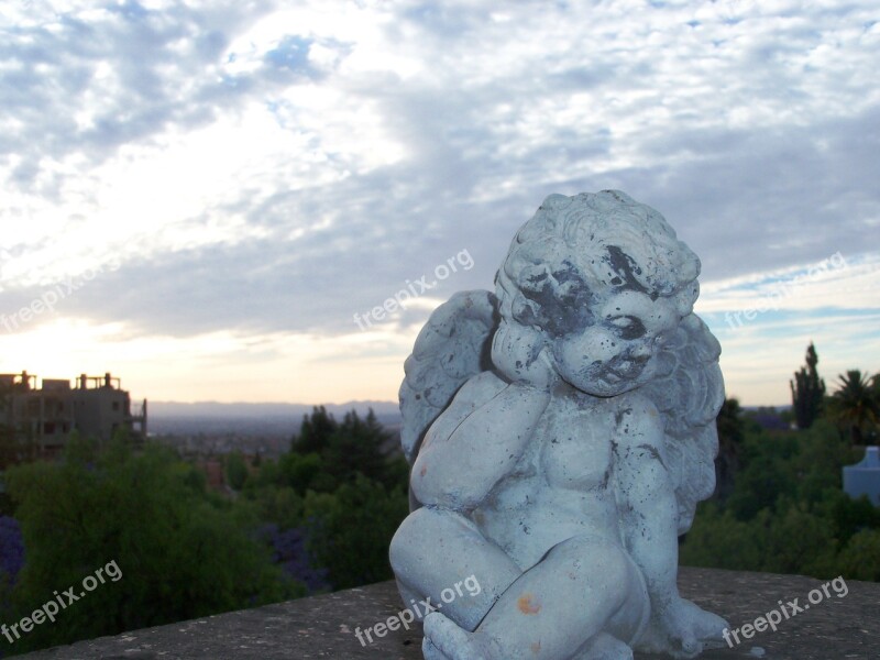 Angel Sunset Sculpture Landscape Baby