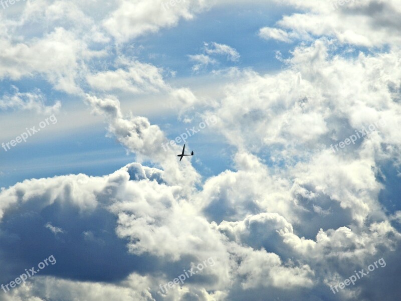 Selgelflieger Glider Aircraft Sky Clouds