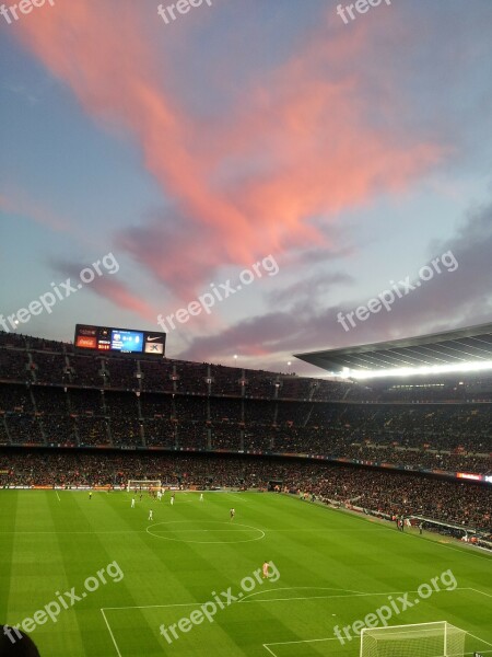 Stadium Football Camp Nou Barcelona Sunset