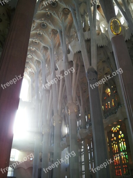 Sagrada Família Window Inside Construction Monuments